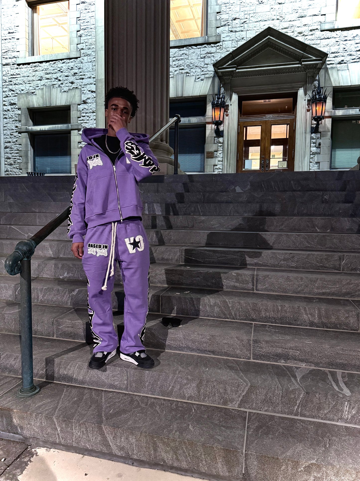 PURPLE “PATCHWORK” SWEATSUIT