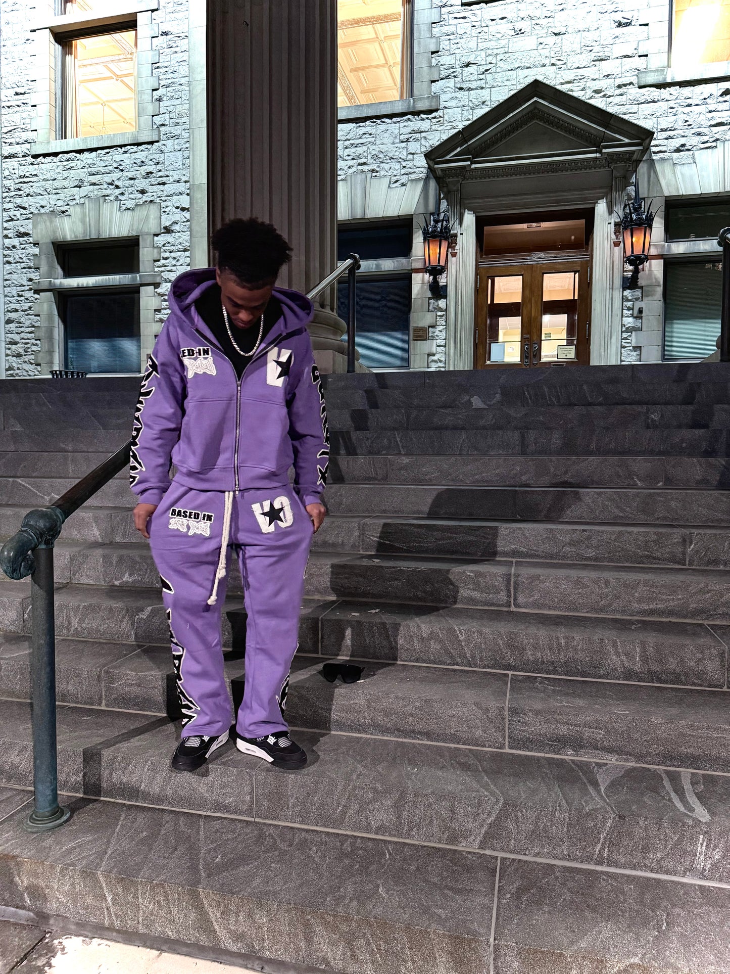 PURPLE “PATCHWORK” SWEATSUIT